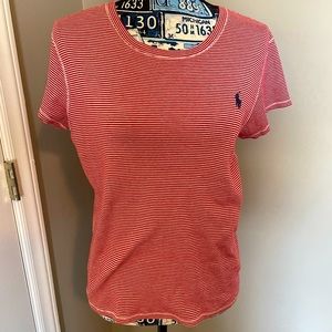 Polo red white striped tshirt size xl